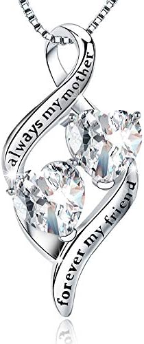 MUATOGIML Mothers Birthday Gifts 925 Sterling Silver Always My Mother Forever My Friend Love Heart Pendant Necklace,Mom Daughter Jewelry Gifts