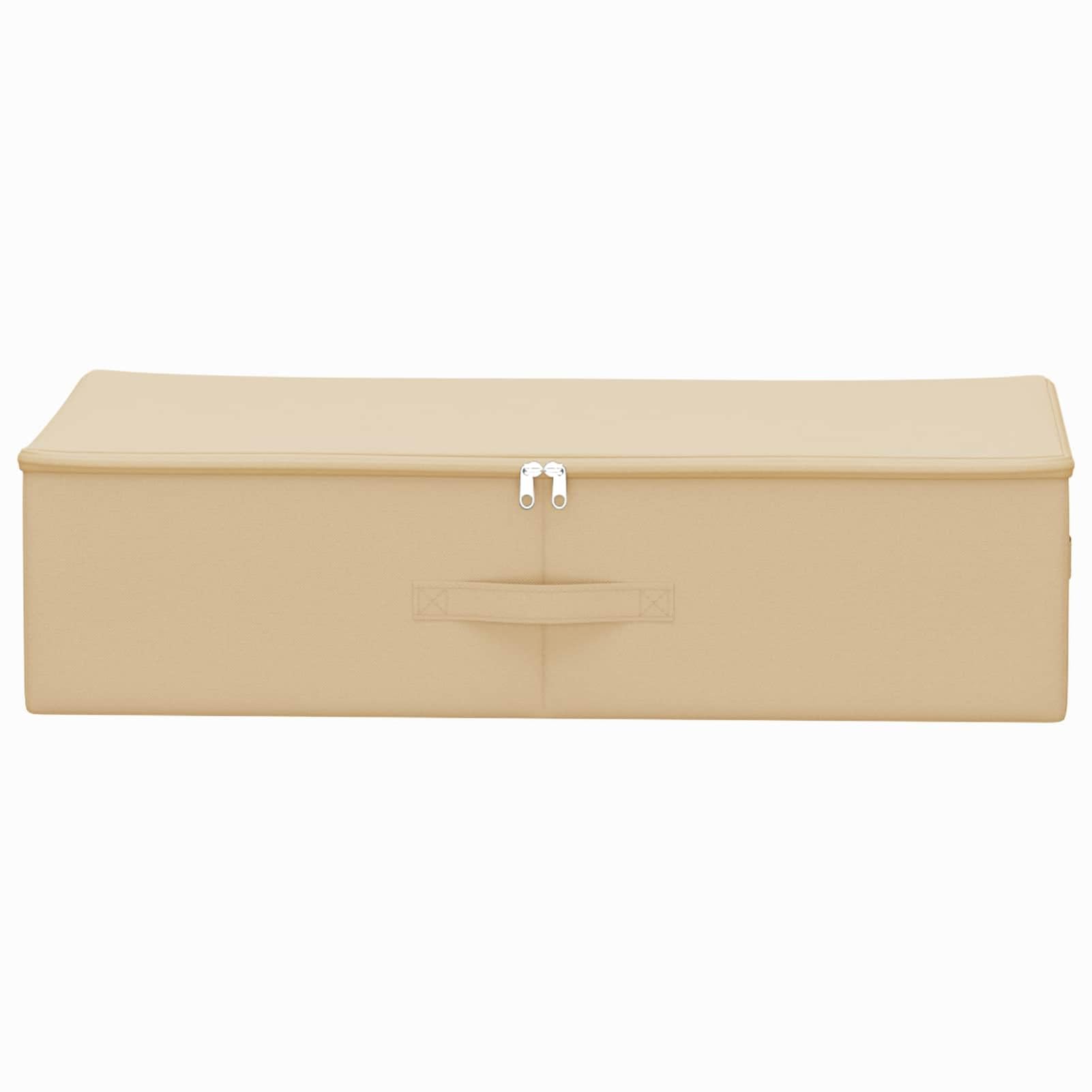 Gecheer Boîte de Rangement Pliable 70x40x18 cm Lot de 6 - Tissu Non Tissé Respirant avec Compartiments, Poignées Latérales et Fermetures Éclair - Idéal pour Sous le Lit, Jouets, Vêtements - Crème