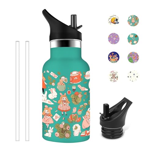Grsta Borraccia Bambini, 350Ml Borraccia Termica, Borraccia Personalizzata Senza Bpa, Borraccia Con Cannuccia, Facile Da Trasportare, Borraccia Termic