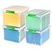 IRIS Store and Slide Letter and Legal Size File Box, 4 Pack, Green Handle, Clear