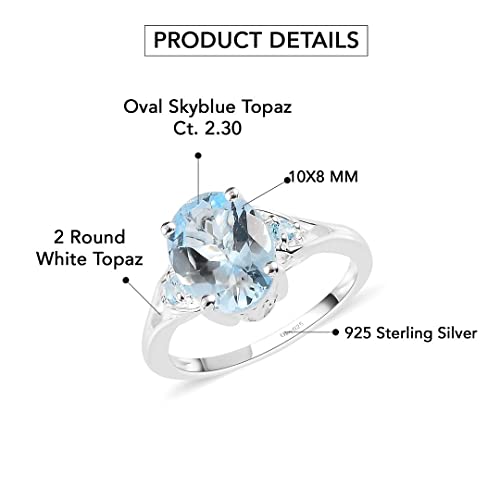Blue Topaz Ring in 925 Sterling Silver Birthstone Rings for Women - Promise Wedding Engagement Jewelry Birthday Gifts for Womens4