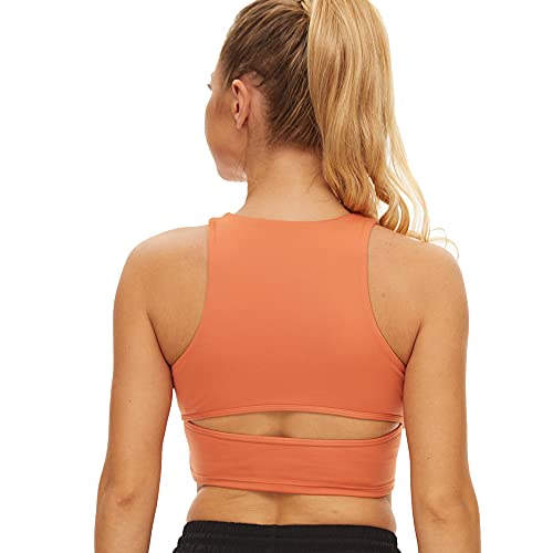 Top-3 Womens Sports Bra Yoga Running Workout High Neck Crop Top Built In Bra Gym Activewear Bra(Tbr101 Mo M) Mecca Orange #TOP4