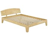Erst-Holz® Futonbett Doppelbett Kiefer Natur 140x200 Massivholzbett mit Rollrost Jugendbett 60.63-14