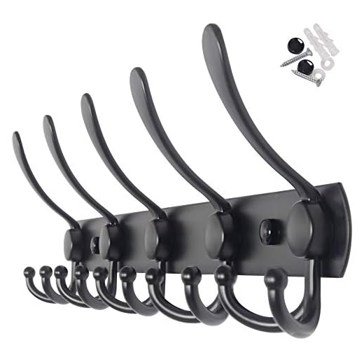 WEBI Coat Rack Wall Mounted Black,5 Tri Hooks for Hanging Coats,Wall Coat Hanger,Jacket Hanger,Wall Rack for Clothes,Backpack