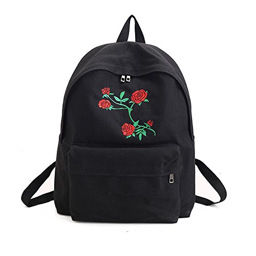 GGG Mochilas Escolares-Nuevo flamenco / Rose de la manera embrochó el bolso de escuela grande del recorrido de la capacidad del morral color Rosa Negra