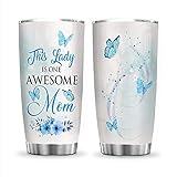64HYDRO 20oz Butterfly Inspiration This Lady is One Awesome Mom Tumbler Cup with Lid, Double Wall...