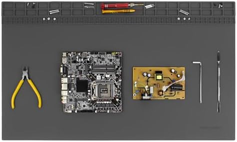 70cm x 40 cm Large Silicone Soldering Mat Fireproof Heat Resistant Repair Mat for Drone, Laptop, PC, Watch, Handphone Repair (Grey)