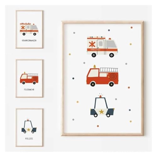 Poster abécédaire véhicule pour décorer la chambre de bébé en toile colorée 40x60cm - 3