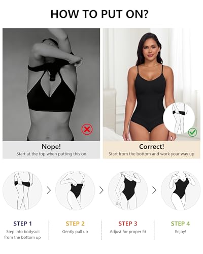 Xcutting Women's Shapewear Bodysuit Tummy Control Seamless,Black Brief, S — view 4