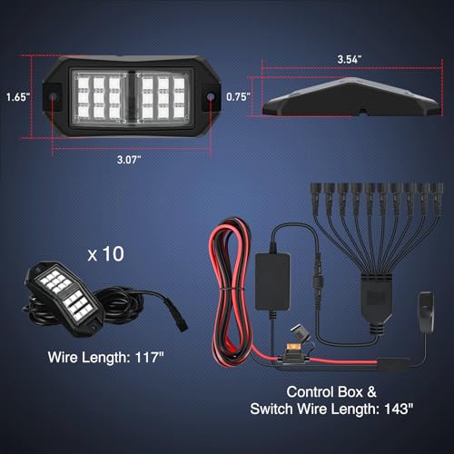 Image of Nilight RGB LED Rock Lights Kit 10 PCS 18LED Wide Angle Wheel Well Light
