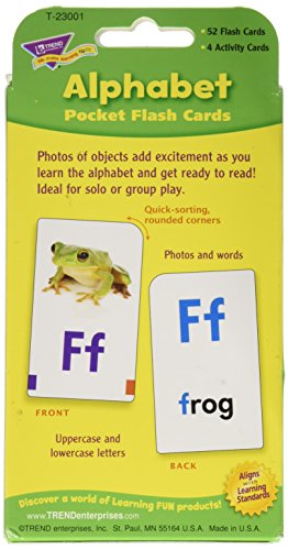 Trend Enterprises: Alphabet Pocket Flash Cards, Great For Skill Building And Home Use, 56 Self-Checking Cards Included, Match Letters To Photos And Words, For Ages 6 And Up #TOP1