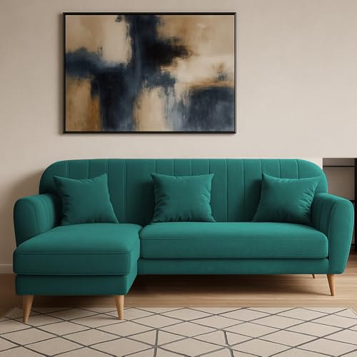 Image of Atticus LHS 4 Seater L Shape Sofa Set for Living Room (Pine Fabric) Premium Fabric Sofa Set