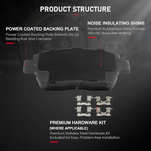 Image of cciyu D990 Front Ceramic Disc Brake Pads Kit For Scion For iQ 2012-2015,For xA 2004-2006,For xB 2004-2006,For Toyota For Celica 2000,For Echo 2001-2005,For MR2 Spyder 2000-2005,For Prius 2001-2009