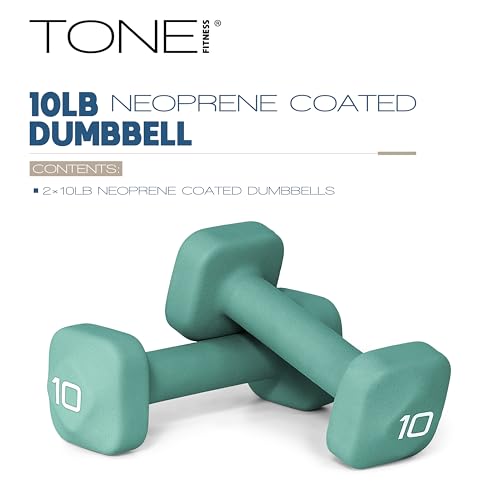 Tone Fitness Neoprene Dumbbell Weight Pairs with Anti-Roll Square Head | Multiple Options