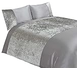 Rapport Home Luxury Crushed Velvet Panel Double Duvet Cover Set, Silver