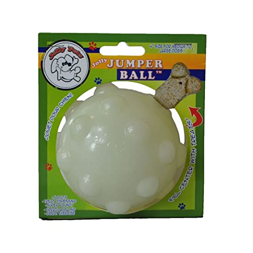 Jolly Pets Jolly Jumper, Large 4\", Bouncing Dog Toy Ball; Glows in The Dark