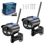 MEESOGA 2 Stück Kamera Security Dummy Kamera, Solar Attrappe Überwachungskamera mit LED Licht Rot Blinkender Wetterfest Sicherheitskamera Fake Camera Zuhause Büro Überwachung Fake CCTV Kameraatrappe