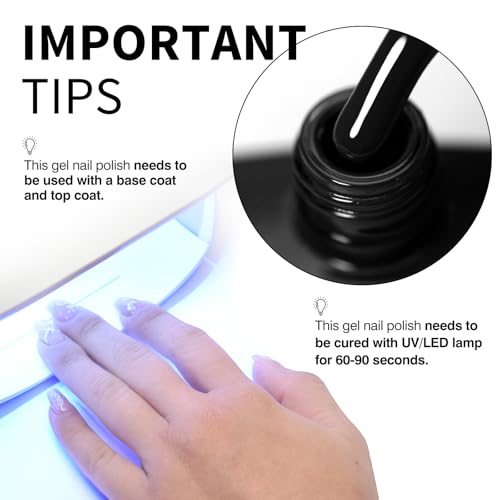 Image of CANNI 9ml Black Gel Nail Polish, High Gloss UV LED Soak Off Gel