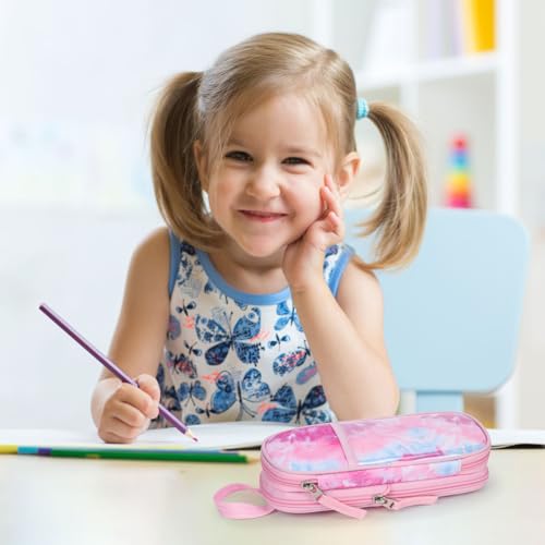 Image of Bagseri Pencil Case for Girls - Expandable Special Pencil Case for Kids Large Capacity Pencil Pouch for Teen Girls Pencil Bag for School Student, Pen Case Only (Purple Blue Tie-dye)