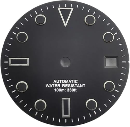 X PSBLTY 28.5mm Watch Dial Round Numberless Replacement Watch Face Compatible with NH35/NH36/7S26/8215/ETA 2824 2836 Movement - No Glow-in-the-Dark (Black, NH35)