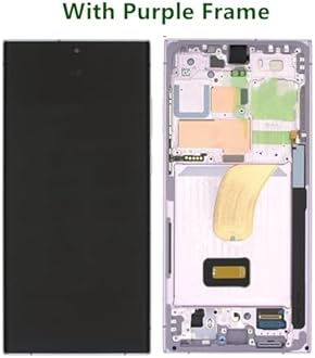 OLED for Samsung Galaxy S23 Ultra Screen Replacement S23ultra 5G S918U S918B/DS S918U1 S918W S918E LCD Display Touch Screen Digitizer Assembly Support Fingerprint and S-Pen (with Purple Frame+Tools)