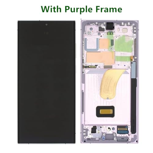 OLED for Samsung Galaxy S23 Ultra Screen Replacement S23ultra 5G S918U S918B/DS S918U1 S918W S918E LCD Display Touch Screen Digitizer Assembly Support Fingerprint and S-Pen (with Purple Frame+Tools)