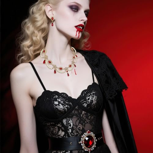 BriLove 1920s Simulated Pearls Halloween Gothic Costume Jewelry Set Clear by BriLove - Used condition - Image 4
