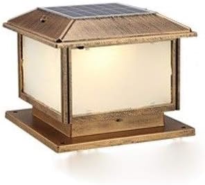Generic GUOCC Creative Traditional Retro Outdoor Solar LED Door Post Column Lamp Square Solar Lawn Table Lights Vintage Pillar Post Lighting Glass Lantern Community Street Fence Night Safety Lighting Lights F