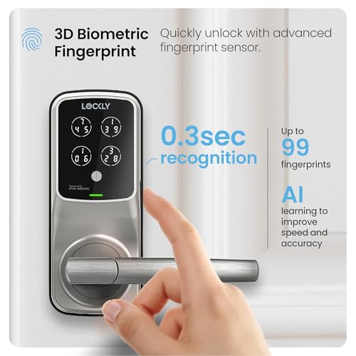 Lockly Secure Pro Smart Lock Wi-Fi, Keyless Entry Digital Keypad Door Lock, 3D Biometric Fingerprint Sensor Front Door with Handle, Voice Control & Auto Lock - Latch Edition thumbnail 4