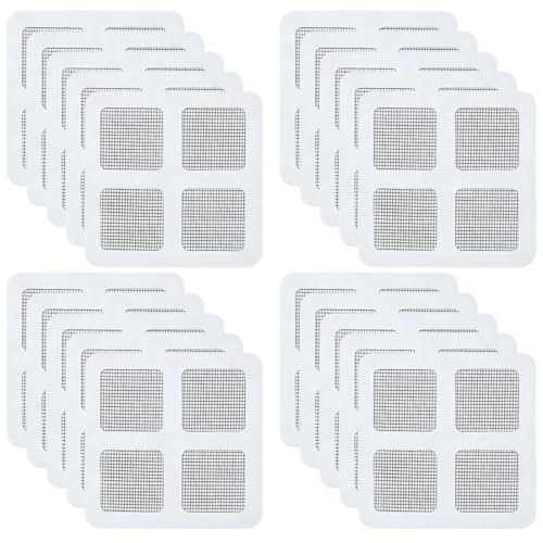 BCHKO Filtre Attrape Cheveux Douche 20 Pièces, 10x10cm Autocollant Jetable en Fibre de Verre, Anti-Bouchon pour Éviers, Baignoires & Cuisine