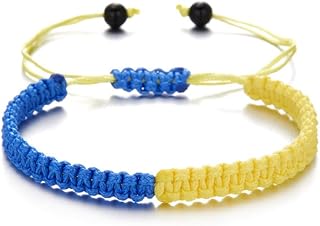 Läderarmband mode Ukraina flagga färg blå gul armband unisex handgjort flätat rep armband justerbar bästa vän