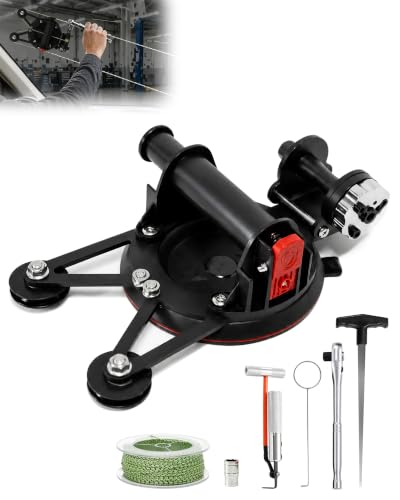 Seekdesi Upgrade Auto Windshield Glass Removal Tool Kit Dual-Cutting Auto Glass Cut Out Tool with Locking Function with Threader Coil and Windshield Cutter for Cars and Trucks
