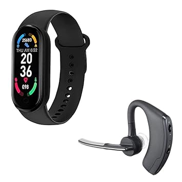 TechKing Voyager Series Bluetooth Talk Music Headset, M6 Smart Fitness Band with Many Features Like Steps Counter, Calorie Counter etc