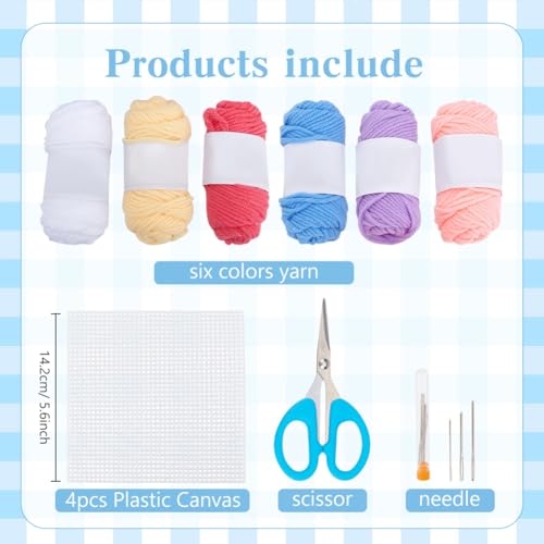 Image of FREEBLOSS 8set Plastic Canvas Bookmark Kit Colorful Plastic Canvas Cross Stitch Embroidery Kits Mesh Sheet Bookmark Kit with Instructions
