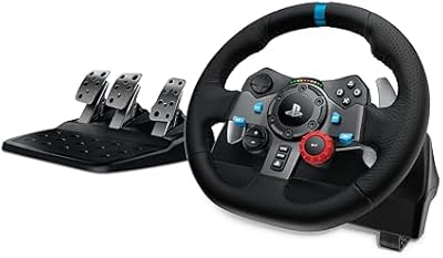 Logitech G29 Driving Force Racing Wheel and Floor Pedals, Real Force Feedback, Stainless Steel Paddle Shifters, Leather Steering Wheel Cover for PS5, PS4, PC, Mac - Black