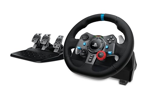 Logitech G29 Driving Force Racing Wheel and Floor Pedals, Real Force Feedback, Stainless Steel Paddle Shifters, Leather Steering Wheel Cover for PS5, PS4, PC, Mac - Black by Logitech G - Used condition - US$227.84