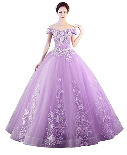 LEJY Women's Off The Shoulder Quinceanera Dresses Applique Masquerade Ball Gowns Prom Dresses Lavender A-2 6
