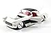 Jada Toys Bigtime Muscle 1:24 1957 Chevy Corvette Die-cast Car – Opening Doors, Hood, Trunk, Rubber Tires(White/Black)