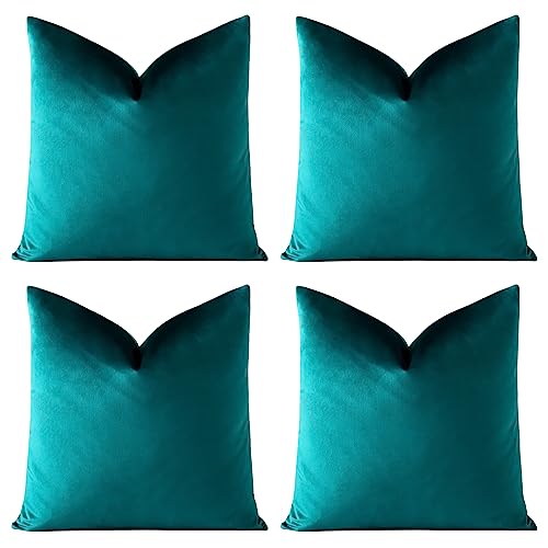 Sungeek Set of 4 Decorative Cushion Covers Solid Soft Velvet Pillow Covers with Invisible Zipper Square Throw Pillow Cases for Sofa Car Patio Bedroom Living Room 45x45cm Blue Green - Cosy Home Interiors Sungeek Set of 4 Decorative Cushion Covers Solid Soft Velvet Pillow Covers with Invisible Zipper Square Throw Pillow Cases for Sofa Car Patio Bedroom Living Room 45x45cm Blue Green - Image 6