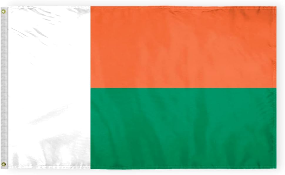 AGAS Madagascar Flag 2x3 ft Outdoor 200D Nylon Double Stitched Hem Rust Proof Brass Grommets Canvas Header