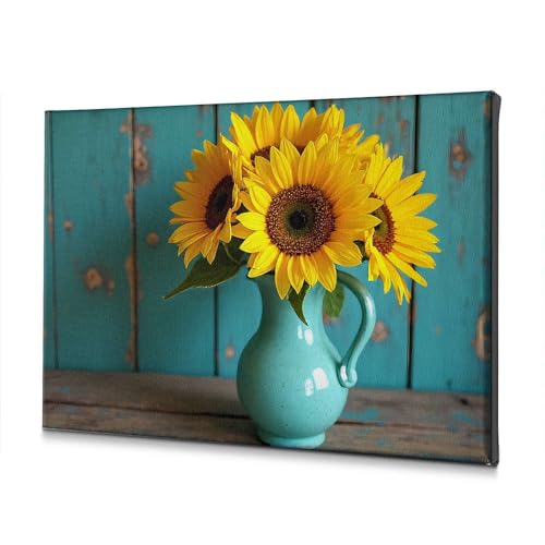 Tableau tournesols lumineux deco murale fleurie pour salle de bain 40x60cm