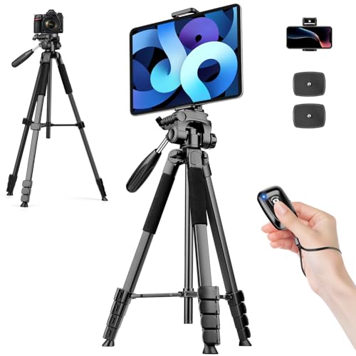 JOILCAN Trepied Appareil Photo, 173cm Trepied Smartphone Léger en Aluminium avec Détachable à 3 Voies, Trépied pour iPhone/iPad/Caméra/Téléphone avec...