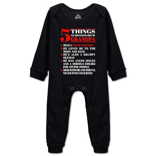 Image of DOQOSESHY 5 Things You Should Know About My Grandpa Funny Baby Bodysuit Toddler Outfits