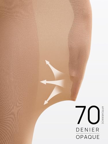 Image of MANZI Women's Solid Color Semi Opaque Footed Tights Soft Stretch Pantyhose
