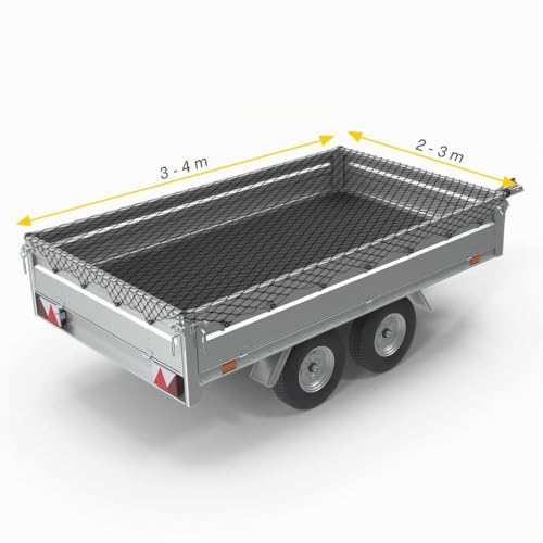 Offgridtec Filet de sécurité de Chargement pour remorque 2 x 3 m sur 3 x 4 m, Extensible et à Mailles Fines, avec 12 Crochets de Serrage, marqueurs d'angle, Corde en Caoutchouc renforcée, sécurité de – vue 2