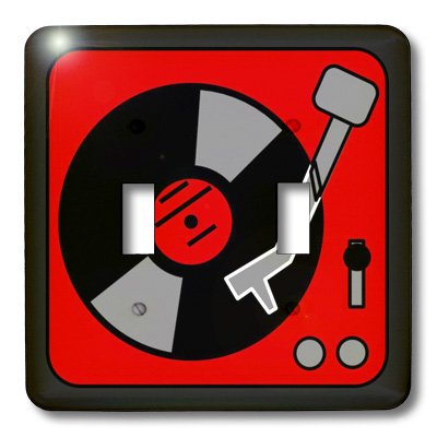 Placa de interruptor de reproductor de grabación 3dRose con doble botón bicolor rojo negro 3
