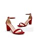 DREAM PAIRS Women's Chunk Low Heel Pump Sandals,Size 8,Red-1,CHUNK