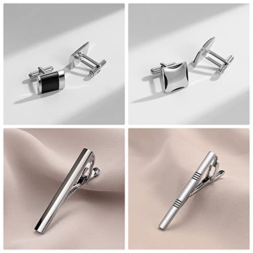 Image of UJOY Mens Tie Clip and Cufflink Set 12 PCS, Shirts Necktie Bar Pins Cuff Link Buttons, Wedding Businesss Gift for Men
