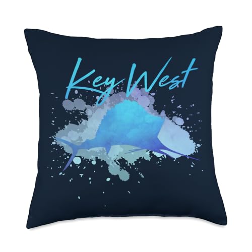 Key West Florida Marlin Swordfish Sport Fishing Fisherman Throw Pillow