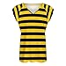 Bee Yellow Black Stripes Funny Women's Tunic Top V-Neck Tee Shirts with Ruffles Sleeve XL